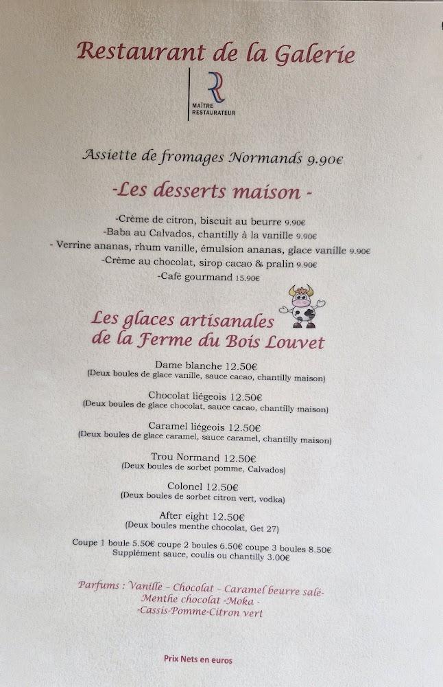 Restaurant de la galerie - Menu Image 1